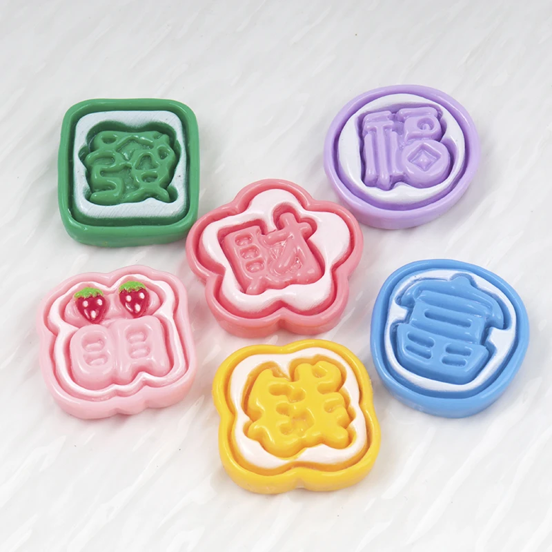 10/100pcs Cartoon Chinese Letters Word Plate Flatback Resin Cabochon for Scrapbook Accessories DIY Hair Bows Center Decoration