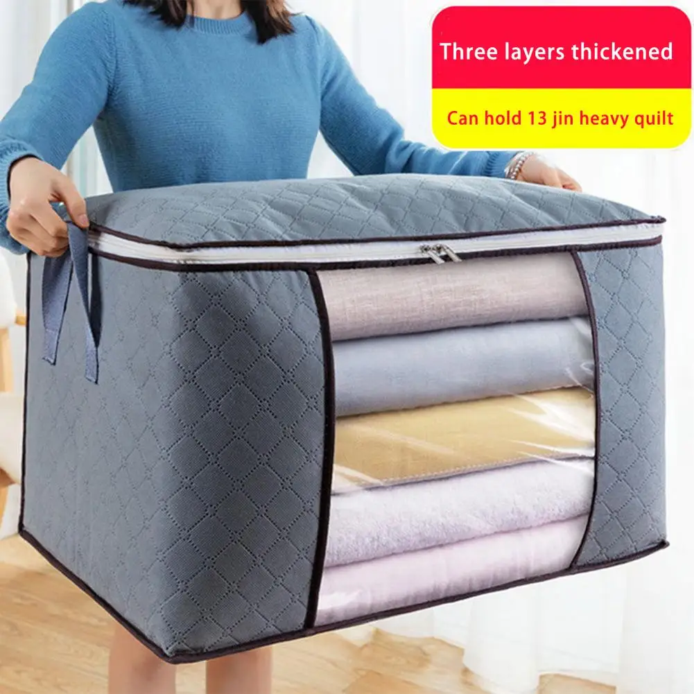 Quilt Storage Bag Convenient Widen Handle Storage Pouch Moistureproof Bedroom Clothes Storage Bag Household Supplies