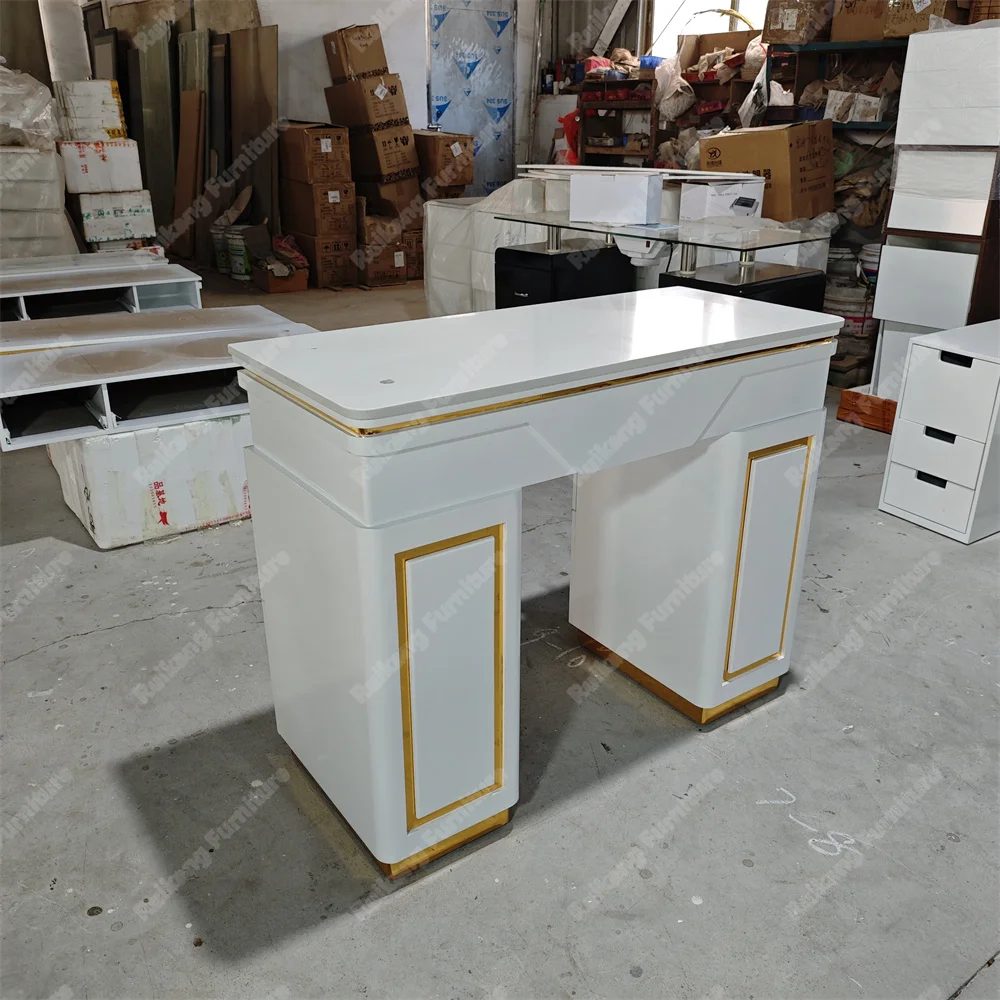 Modern Luxury Salon Ambient Light Marble MDF  Nail Desk Tech Tables Professional Mesa De Manicura Single Manicure Nail Table