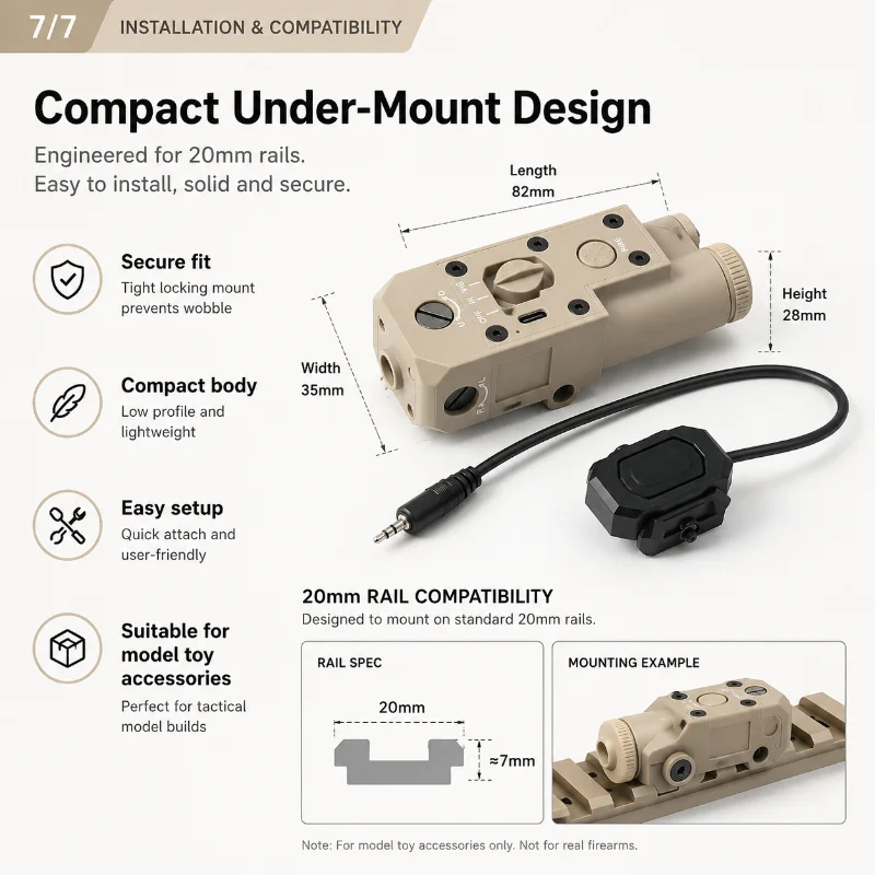 Hobby Modification CQBL-1 Locating Laser Compact Rail Mount Type-C Charging Wired Remote Button Toy Gear
