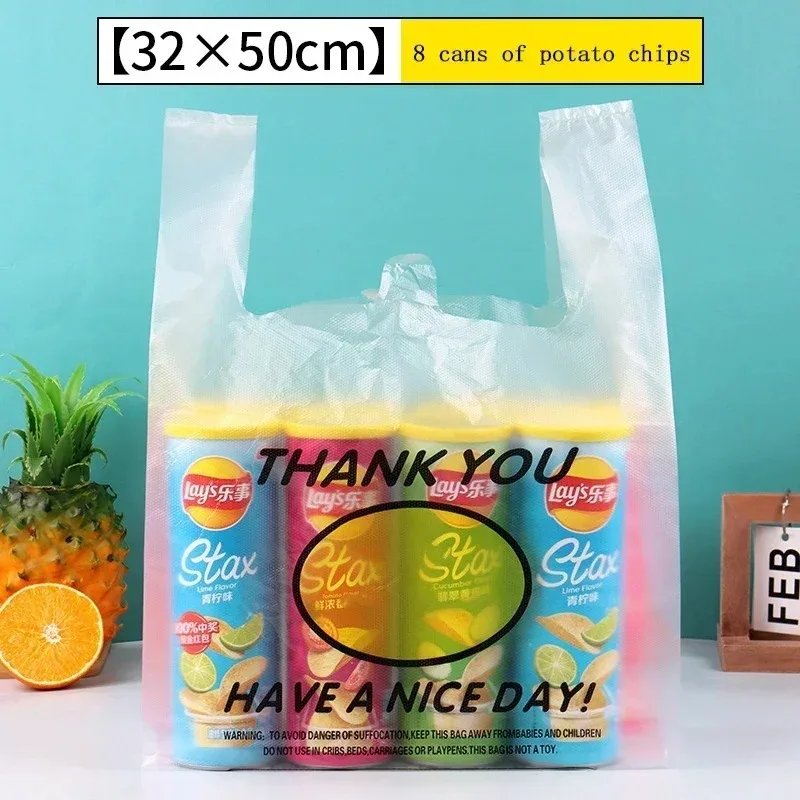 Plastic Food Storage Bags with Handle Supermarket Grocery Shopping Bag Useful Shopping Bag Kitchen Storage Basket