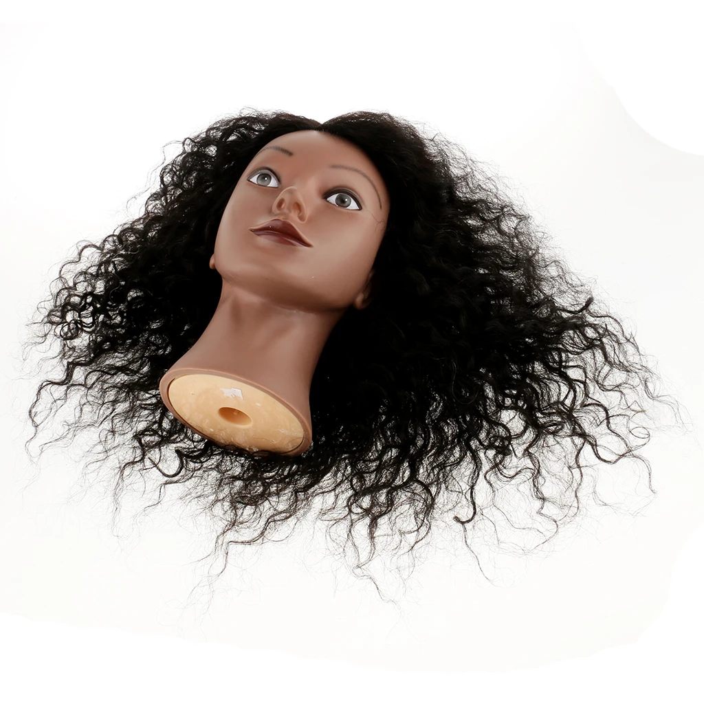 Hair Mannequin Head Silicone Mixed Hair Training Practice Tool Display Wig Head for Beauty School Salon Styling