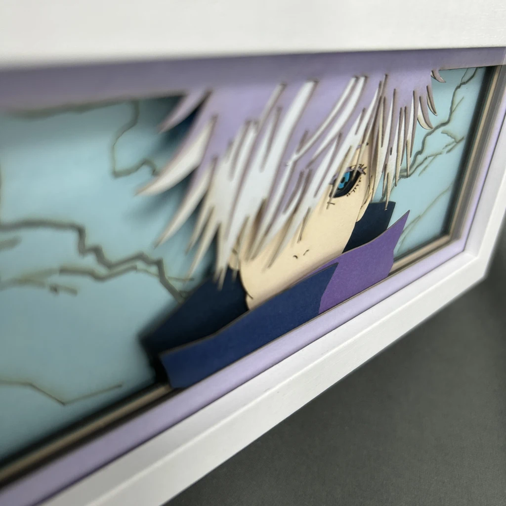 Imagem -04 - Jujutsu Kaisen Satoru Gojo Anime Light Box Eye Face Room Decor Manga 3d Papercut Lâmpada para o Quarto das Crianças Presente do Menino