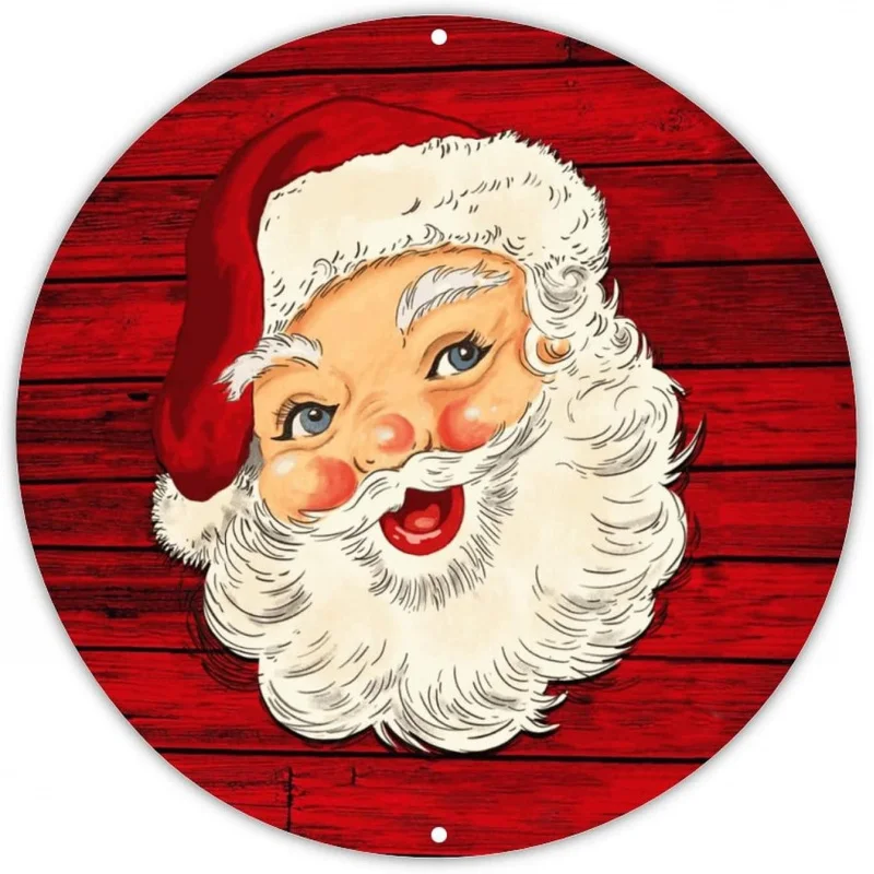 Santa Claus circular iron sign parked here Fun garage, kitchen, bar, club, coffee shop decoration