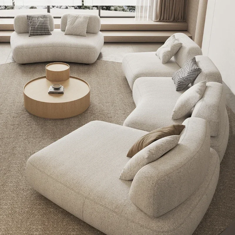 

High-Grade Light Luxury Arc Module Combination Special-Shaped Corner Design White Cream
