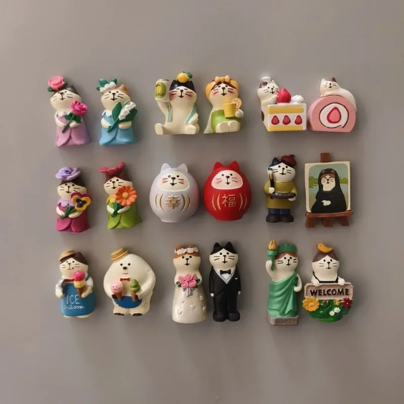 Dessert Bread Series Macaron Black Cat Wenbird Cake Roll Action Figures Fridge Magnet Miniature Magnet Ornament Accessories