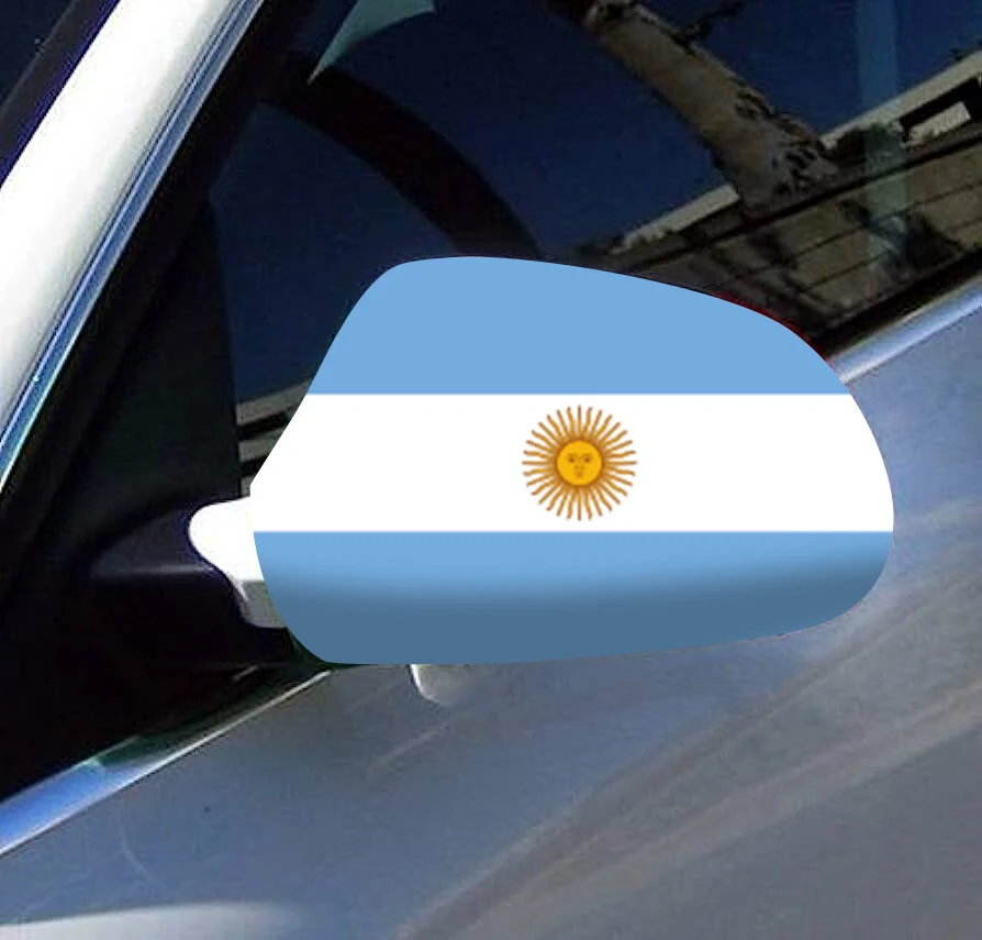 Directly Delivery 2 Pcs Free Size Four-way stretch fabric Argentina Flags Car Mirror Cover