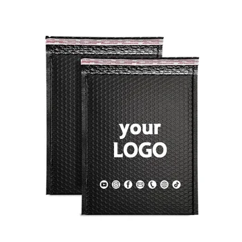 50-Pack Black Bubble Bags Mailing Product Packaging Bags Gift Envelopes Jewelry Packaging Anti-Squeeze Courier Bags PrintableLogo