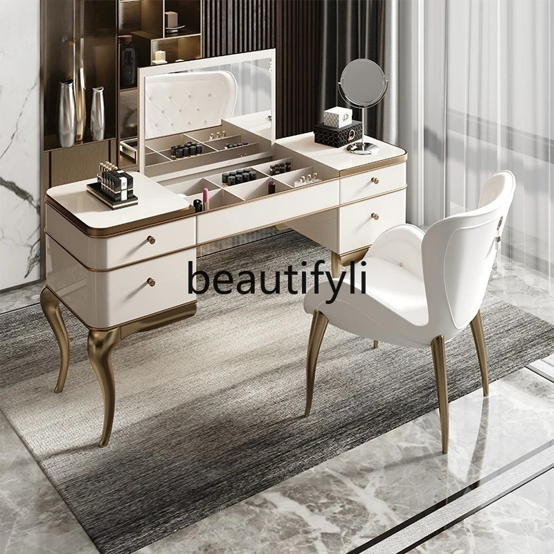 

Light luxury dressing table Modern simple dressing table Integrated flip bedroom dressing table Solid wood combination desk