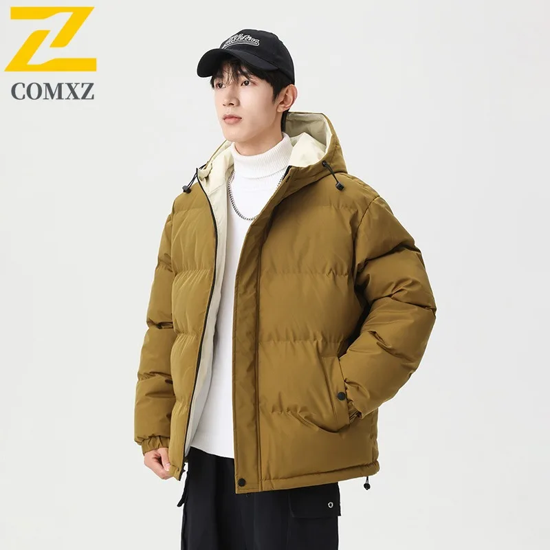 معطف COMXZ للرجال بقلنسوة، موضة عالية، مقاوم للبرد والرياح، خفيف الوزن، سترة مبطنة للتزلج على الجليد، ملابس الشارع، سترة الخبز #2