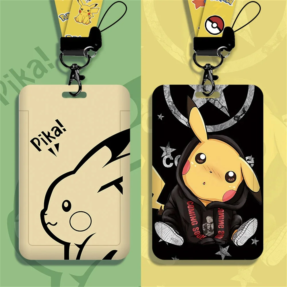 Kawaii Pokemon Pikachu Lanyard Card Holders Squirtle ID Credit Card Bus Card Student ID Card Plastic Case Ornaments Gifts view 3