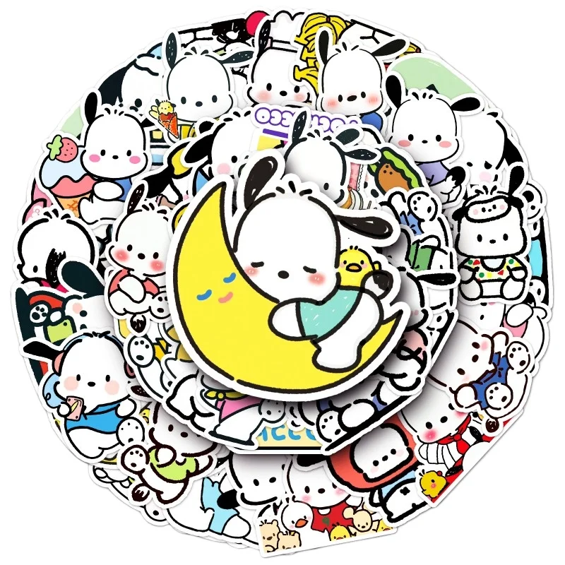 50 Stuks Sanrio Pochacco Stickers Anime Pochacco Stickers Voor Scrapbooking Laptop Koffer Waterdichte Sticker Sticker Kid Speelgoed