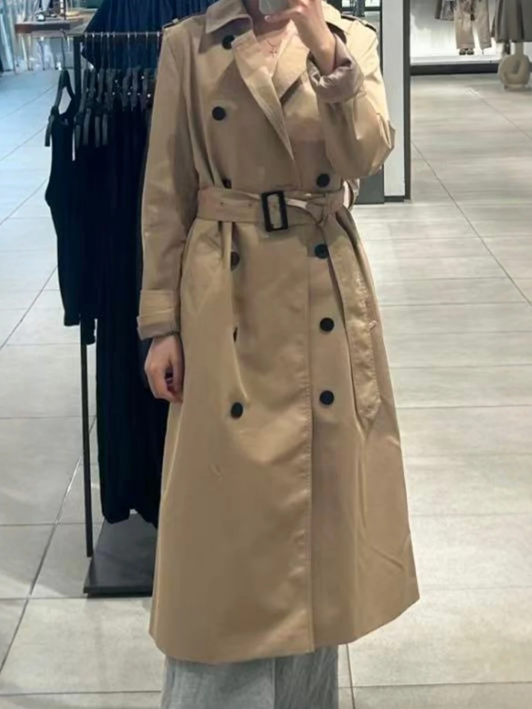 

Готовая двубортная ветровка для поездок на работу с поясом, водонепроницаемая ткань, женское длинное пальто средней длины Sve