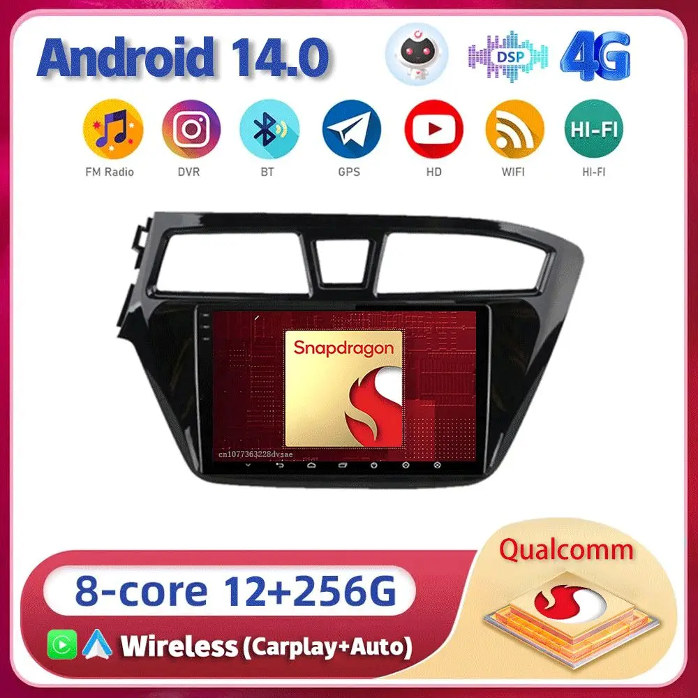 

Android 14 Carplay Auto WIFI+4G For Hyundai I20 LHD 2015 2016 2017 2018 Car Radio GPS Stereo Multimedia Player 2din Head Unit BT