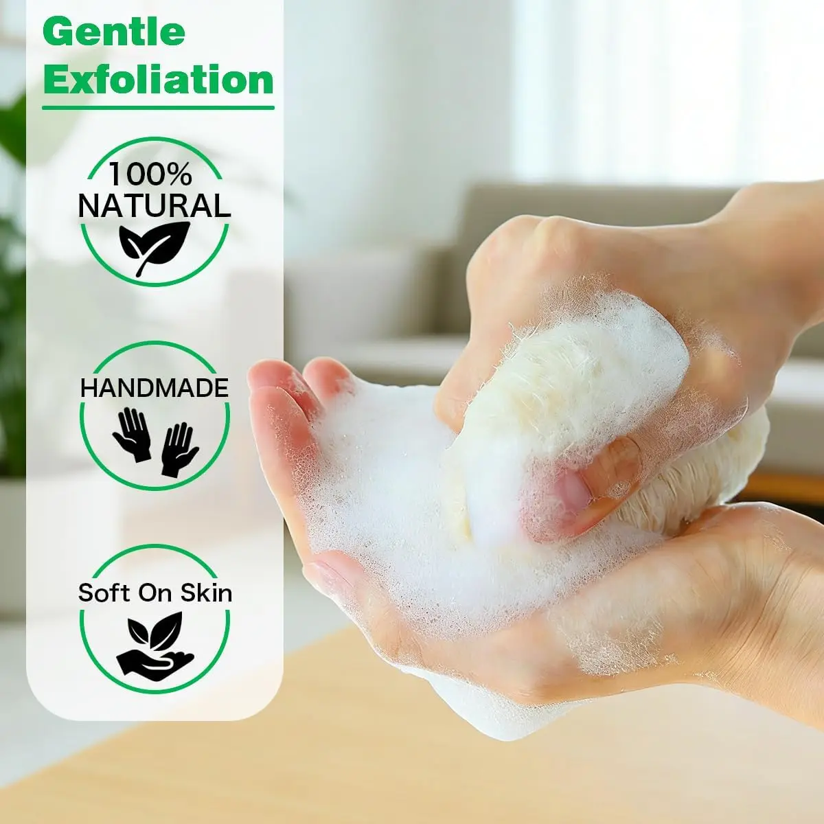 Natural Loofah Exfoliating Body Sponge Scrubber, 5 Inch-Long Organic Loofa Luffa Plant-Based for Skin Care Bath Shower Cleaning