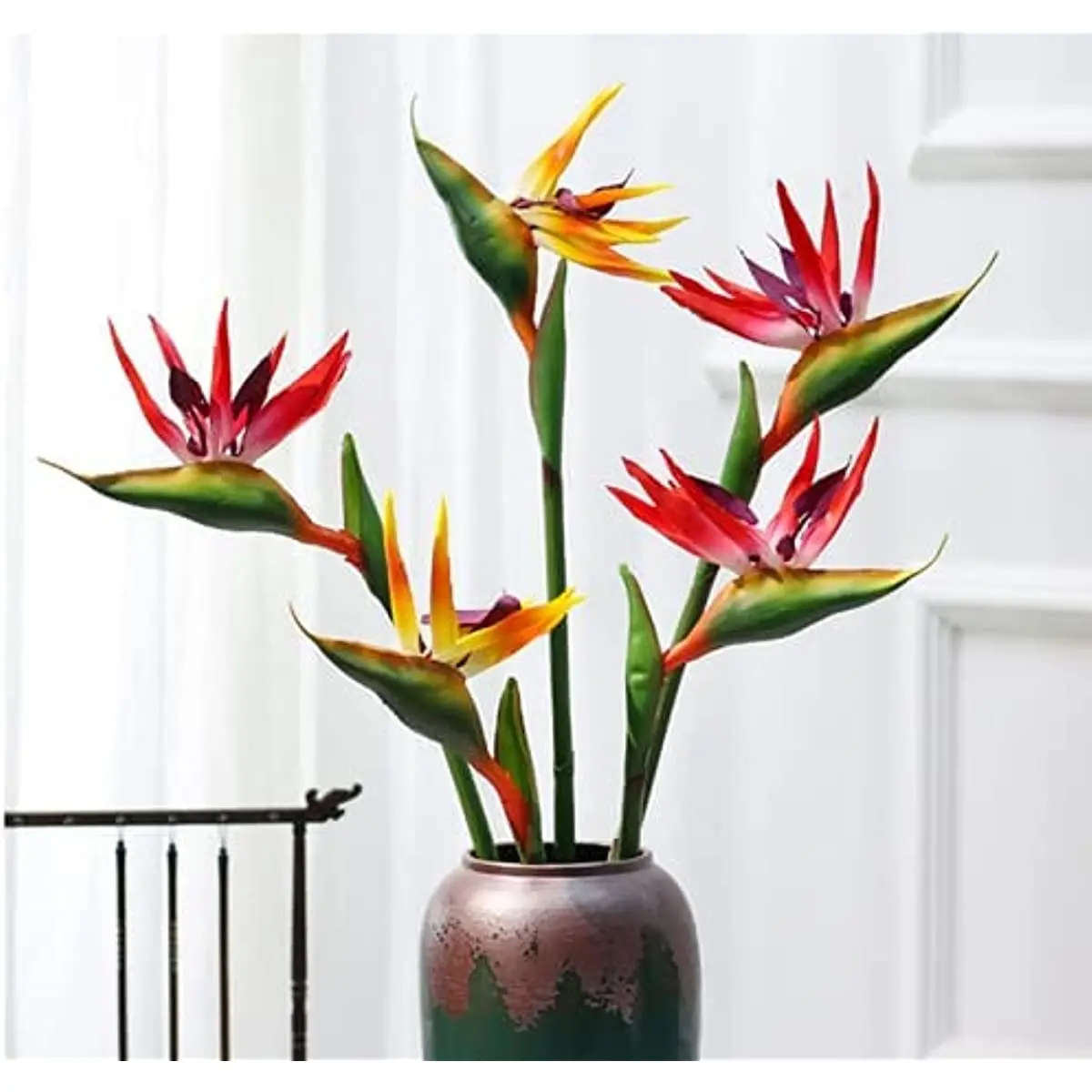 3Pcs Artificial Heaven Bird Flowers,Fake Bird of Paradise Strelitzia,Faux Silk Plants for Home Office Wedding Table  Decor