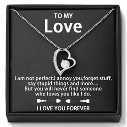 Jewelry To My Love 14K Gold or Silver Forever Love Pendant Necklace Gift For Wife Her Romantic Christmas Birthday Valentine Gift