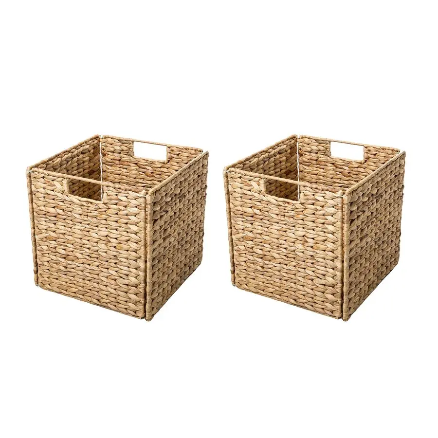 

Hyacinth Storage Basket with Iron Wire Frame By Set of 2