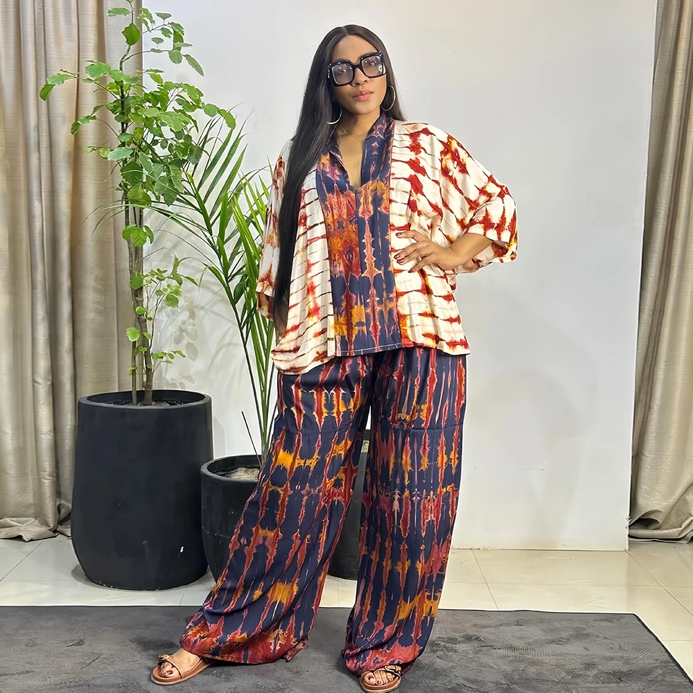 African Clothes for Women Ankara Dashiki 2 Piece Set Ankara Turkey Outfits 2025 Fashion Print Tops Pants Trousers Suit Plus Size