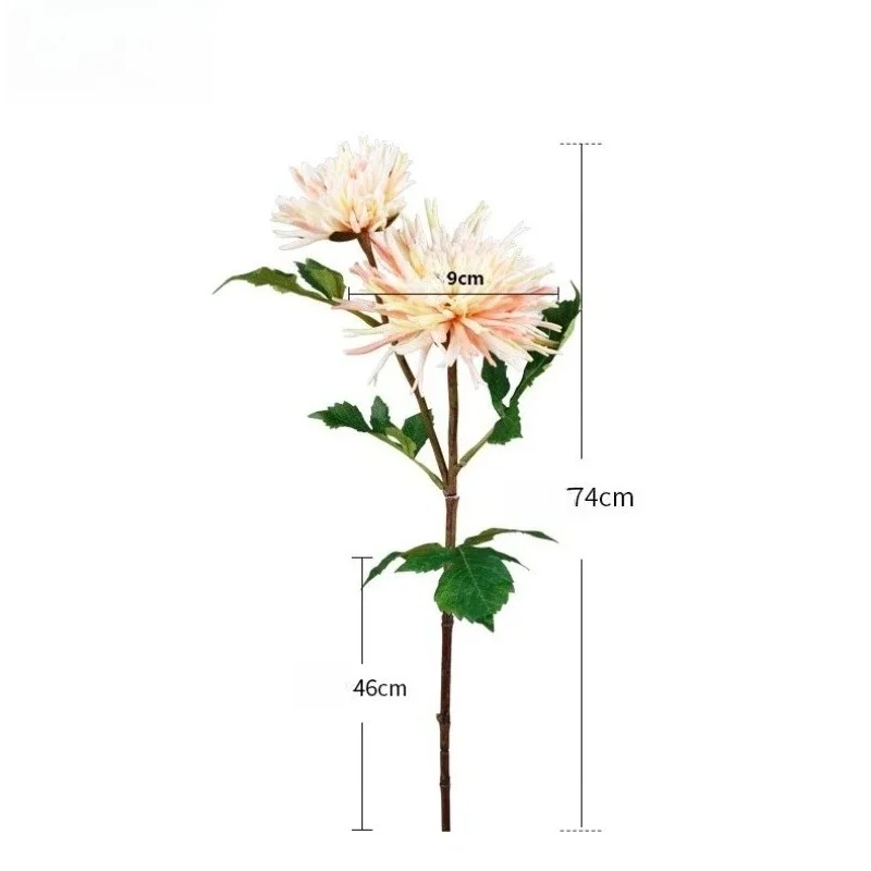 5 Stück Simulationsblumen mit Echtem Touch, 2-Köpfiger Chrysanthemenzweig, Hoteldekoration, Künstliche Orange Dahlie, Saaldekoration – Detail 4