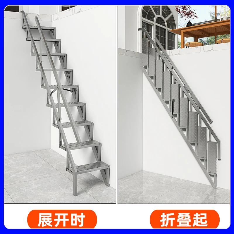 

Outdoor stainless steel ladder, indoor attic folding climbing ladder, thickened multi-functional invisible telescopic ladder for