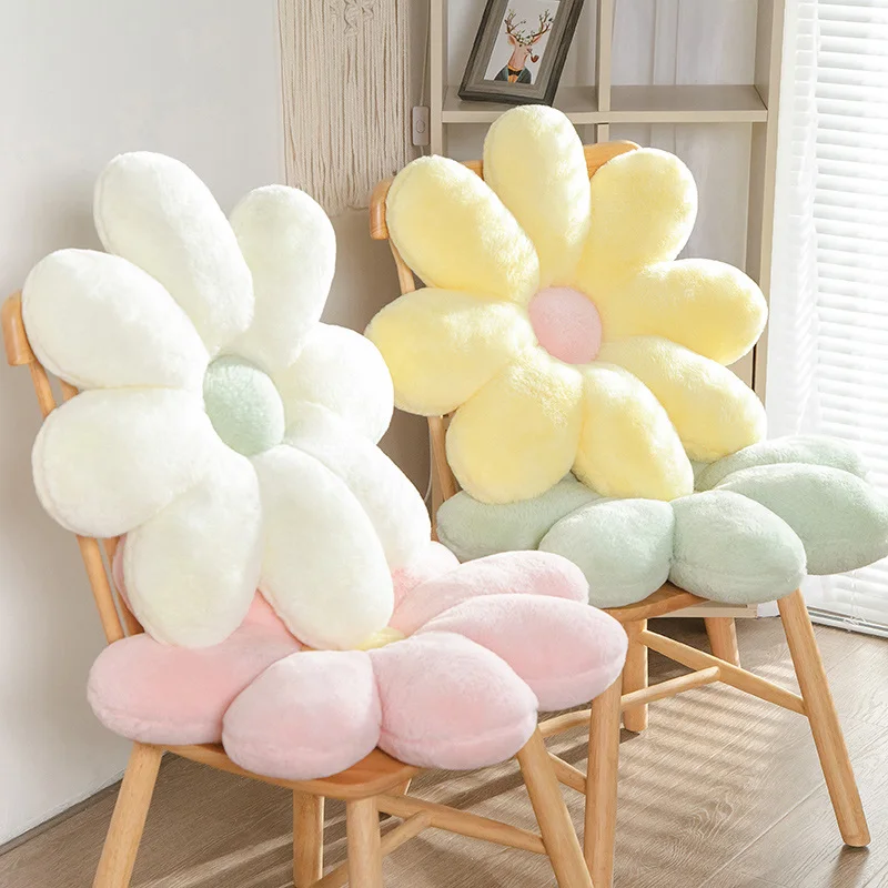 Cute Flower Throw Pillow Lifelike Daisy Flower Plush Toy Stuffed Plant Flower Fluffy Home Sofa Decor Baby Kids Mat