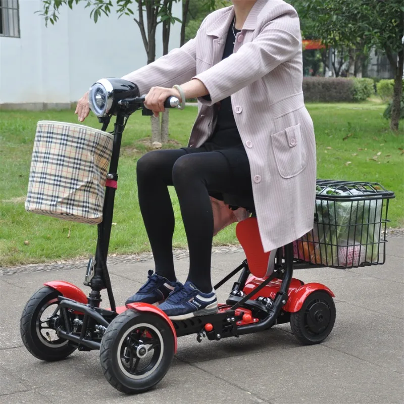 The sturdy material makes it easy to fold and reassemble a foldable 4-wheel electric scooter in seconds