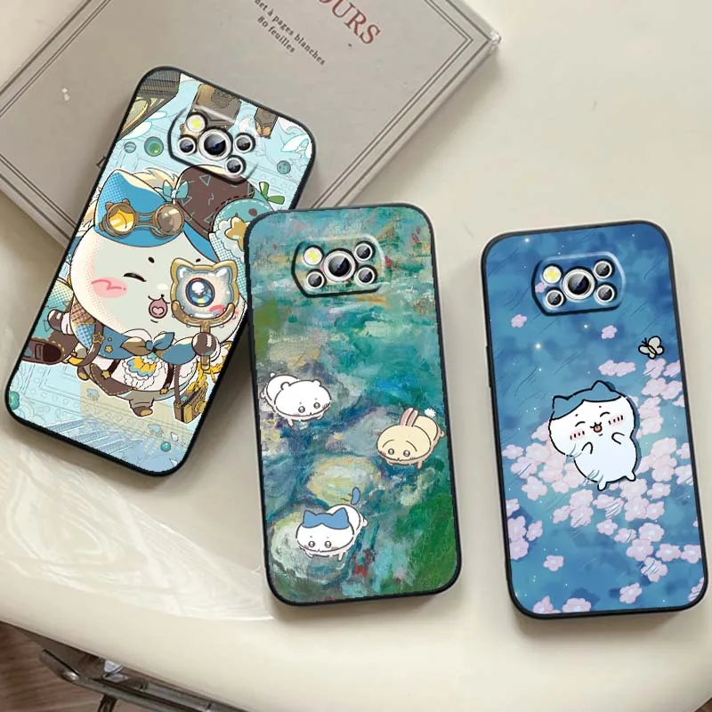 

Usagi Chiikawa Hachiware For Xiaomi Mi Poco F3 F4 F5 F6 X3 X4 X5 X6 X7 M3 M4 M5s M5 M6 GT Pro 5G Black Cover Phone Case