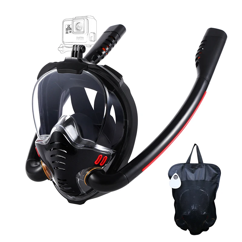 NONE Schnorchelmaske, Doppelschlauch, Silikon, voll trocken, Tauchmaske für Erwachsene, Schwimmmaske, Tauchbrille für den Innenbereich, eigenständiger Unterwasseratmung 4