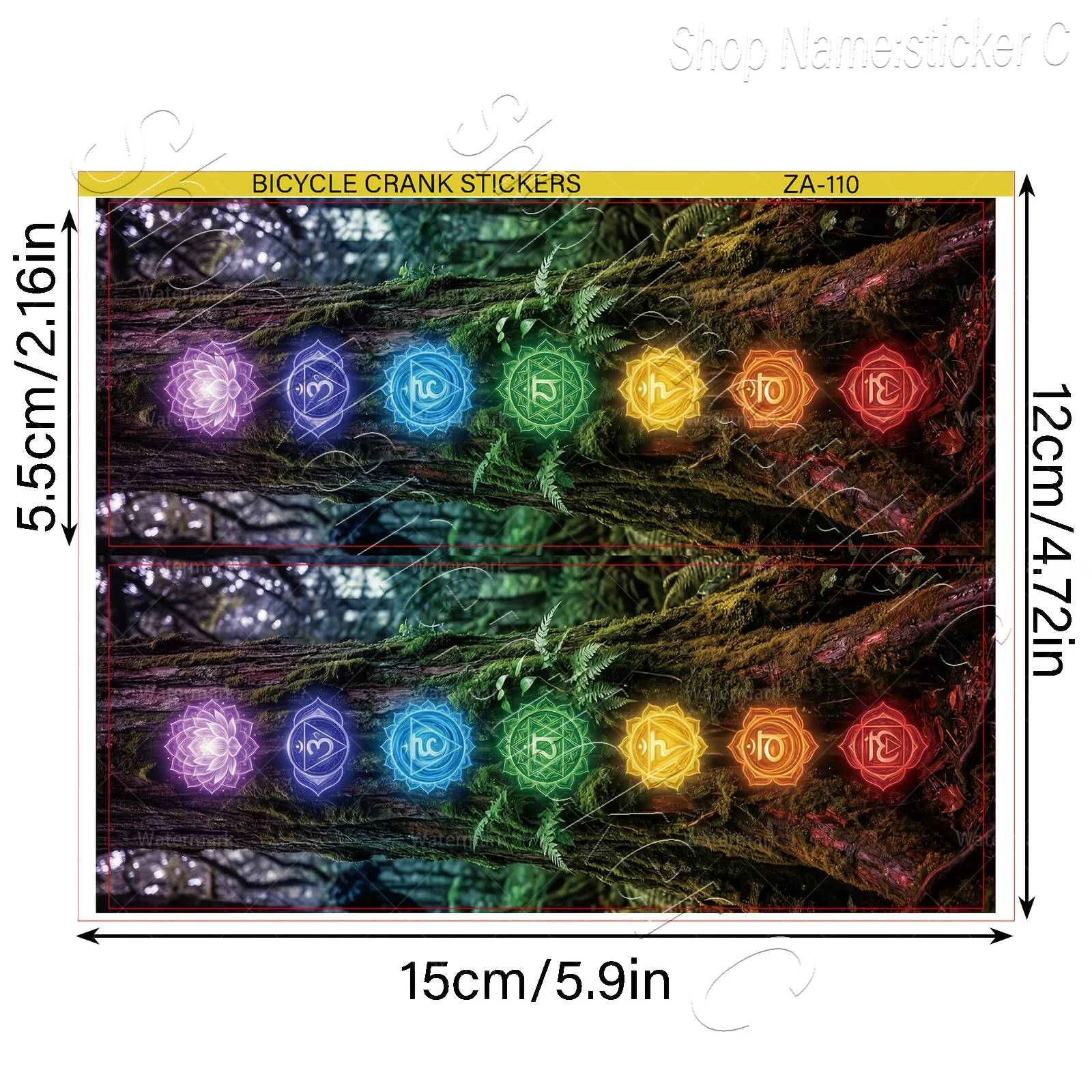 Chakra Forest Bike Crank Stickers, Waterproof Anti-scratch Decals for MTB & Road Bike