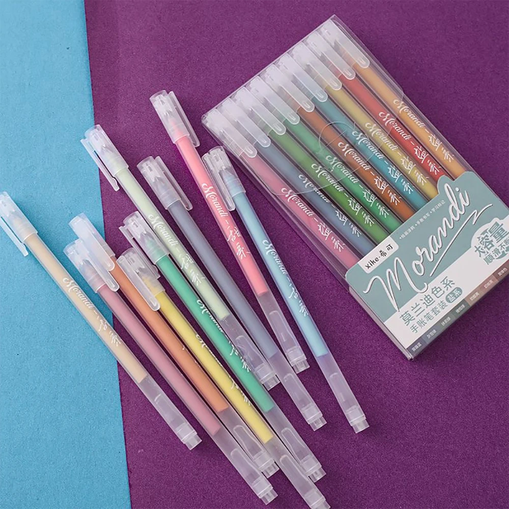 9 PCS Morandi Color Gel Pens Set Handwriting Pen Students School Supplies Stationery Cute Pens