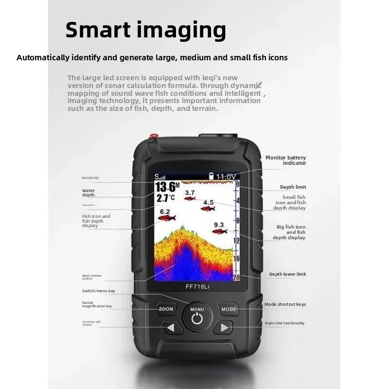 Wireless Ultrasonic Sonar F ish Fin der, Underwater Detection Sensor for Outdoor Fishing, Portable Sonar Fishing Tackle