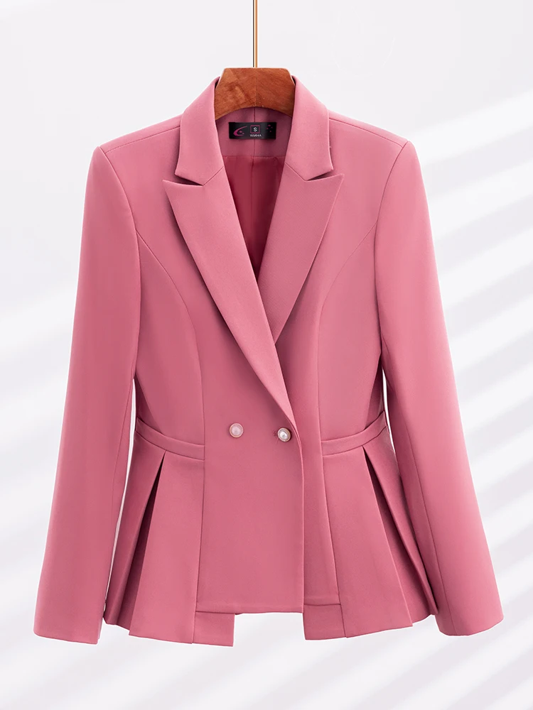 Blazer Formal elegante para mujer, chaqueta ajustada de manga larga, color rojo, rosa y negro, ropa de trabajo de oficina, Otoño e Invierno