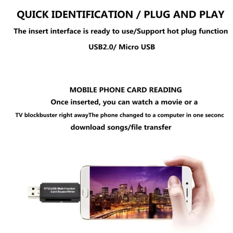 USB OTG 2 in 1 USB 2.0 Adapter SD card reader for Android mobile phone tablet PC memory card reader device microsd card reader