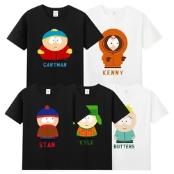 2024 New Pure Cotton Short Sleeve Boys Girls Round Neck T-shirt Anime Cartoon South Park Funny Children's Top Tees Summer Tees