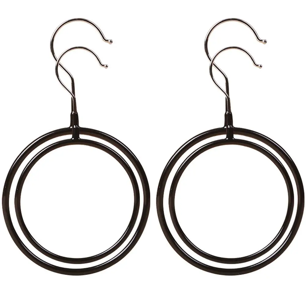 

4 Pcs Round Hanger Scarf Storage Tie Hangers Towel Racks Belt Organizer Clothes Circular Silica Gel Ribbon Holder Waist