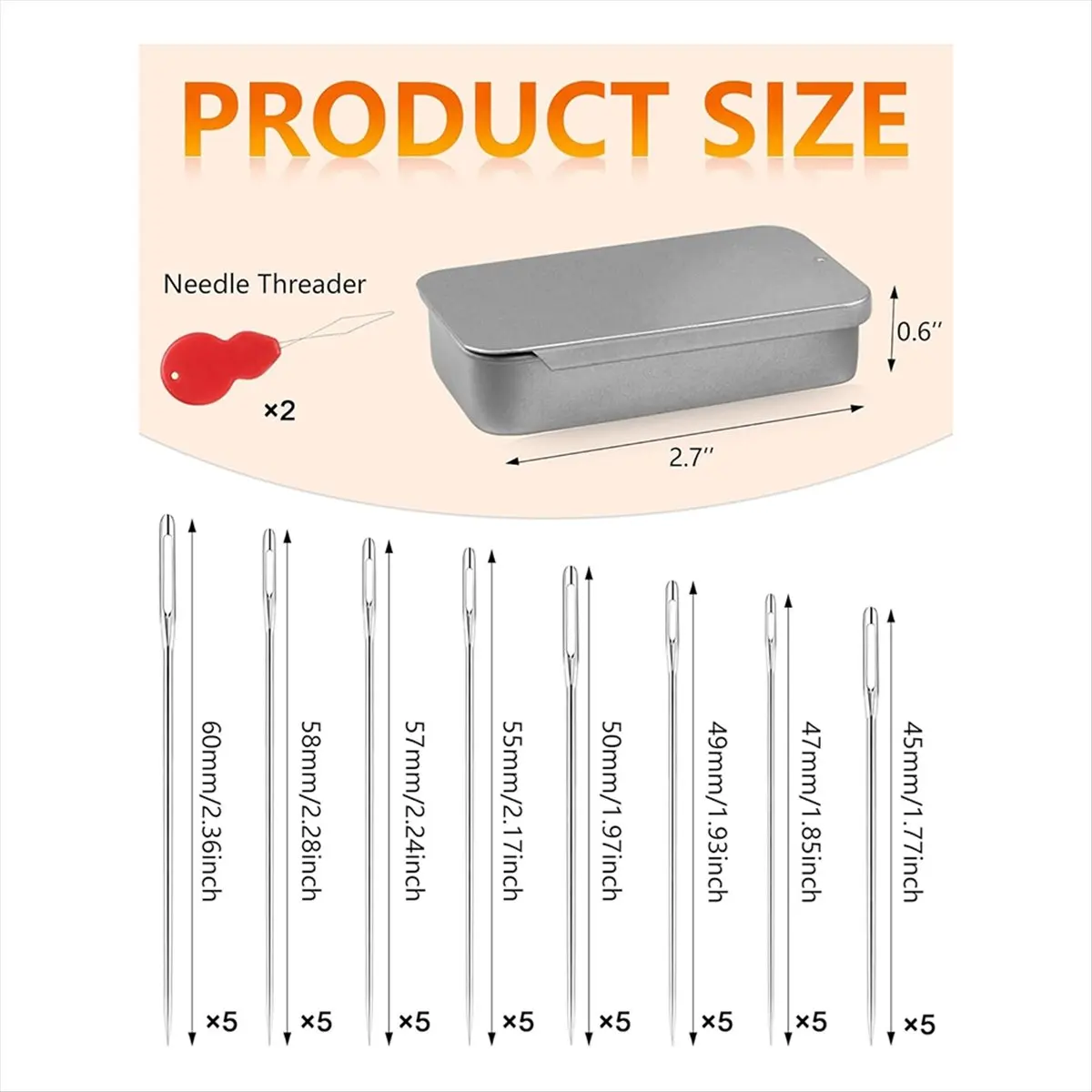 AA77 NEW  80 Pieces Sewing Needle Set, 8 Sizes Stainless Steel Needles with Threader & Magnetic Stickers for Embroidery DIY