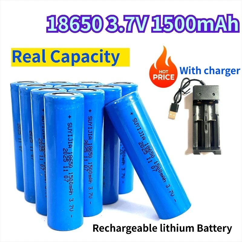 

18650 2025 1500mAh 3.7V Rechargeable Li-ion Battery for Mobile Phones Medical Equipment Bright Flashlight Flashlight Headlight