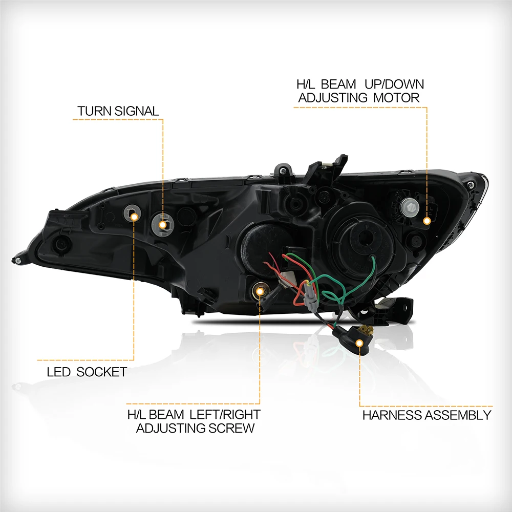 Headlamp Assembly for Honda Fit/Jazz 2014-UP Headlight LED DRL with Moving Turn Signal Dual Beam Lens Demon Eyes Car Accessories