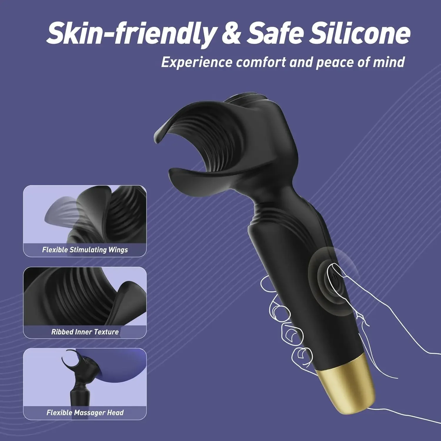AV Wand Vibrator for Men Women Couple Penis Vibrators Male Masturbator Adult Sex Toys 2 in 1 for Nipple Clitoral Stimulation - Image 4