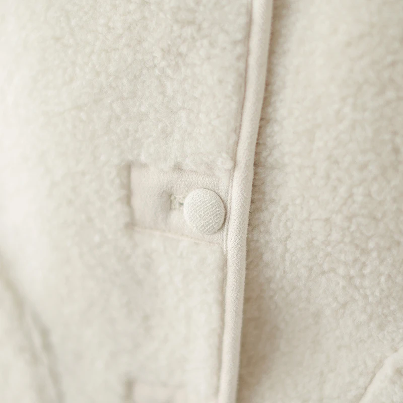 Colete de Pele de Cordeiro F Outono Inverno Estilo Coreano Jaqueta Sem Mangas com Decote Redondo Estilo Casual em Poli...