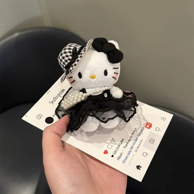 1pc sanrio chaveiro hellokitty bonito premium chapéu de palha boneca de pelúcia mochila pingente menina quarto vestir espelho quadro decoração