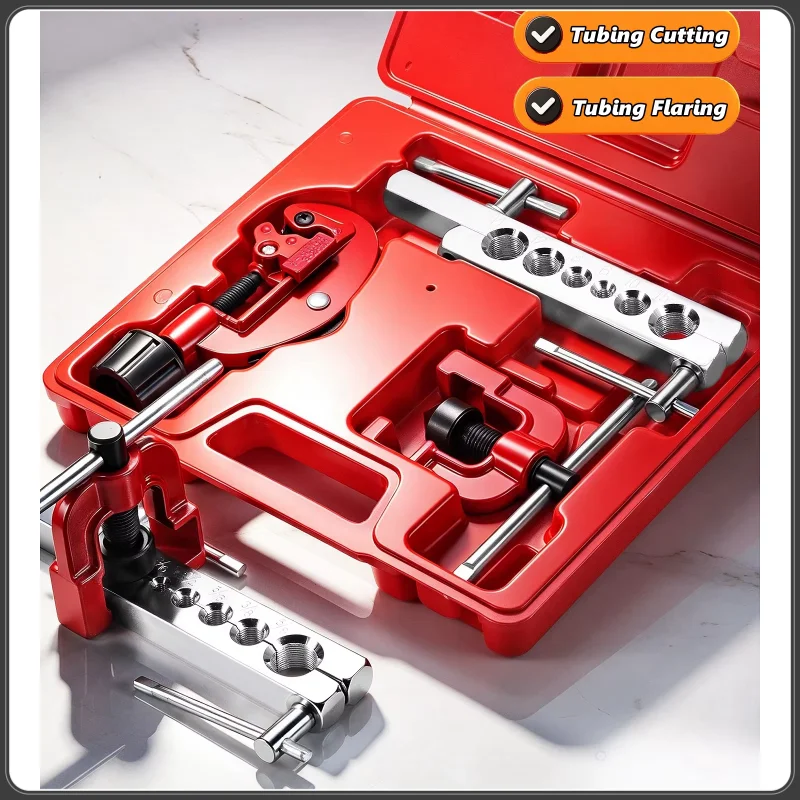 8-15mm Flaring Swage Tool Kit For Copper Plastic Aluminum Pipe Double & Single Tubing Flaring Tool Repair Kit With Tube Cutter