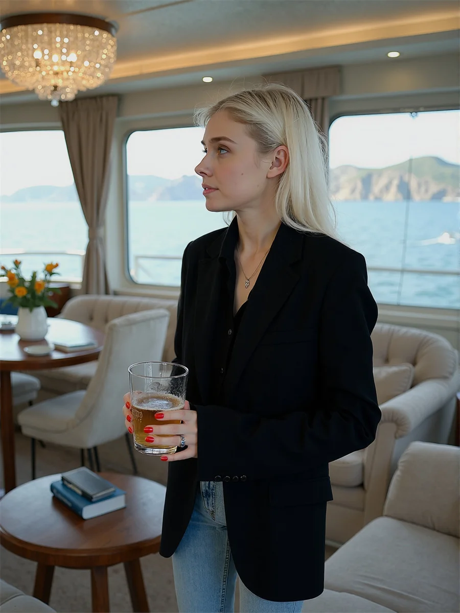 

Classic Women'S Suit Fiber Interviews Students O-Neck Womans Mid-Long Temperamet Slim-Fit Crew Zip Age-Reducing Shimmer Splied