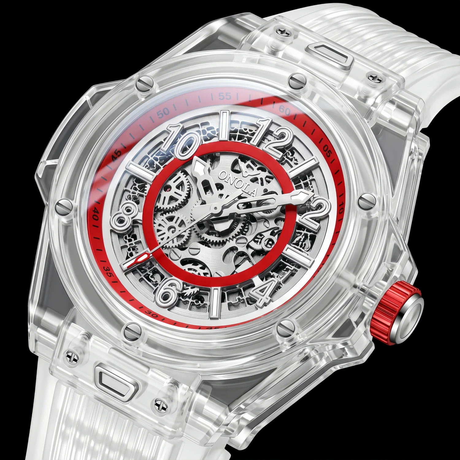Fashionable hollow mechanical watch men's waterproof transparent case watch