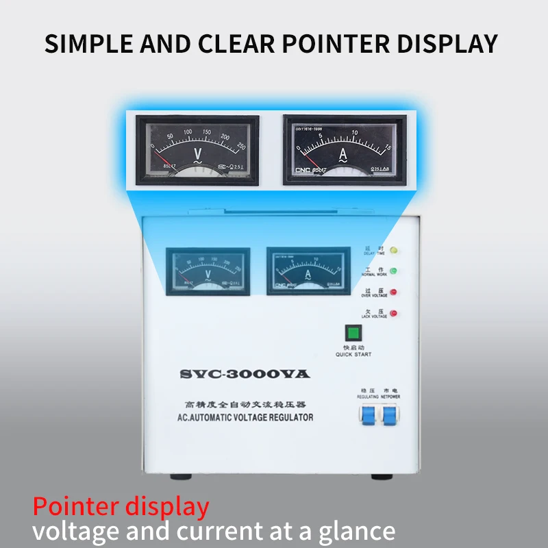 

High Quality Single Phase SVC-3000VA Automatic Voltage Stabilizer Copper Household Appliances Servo Motor Control for Household