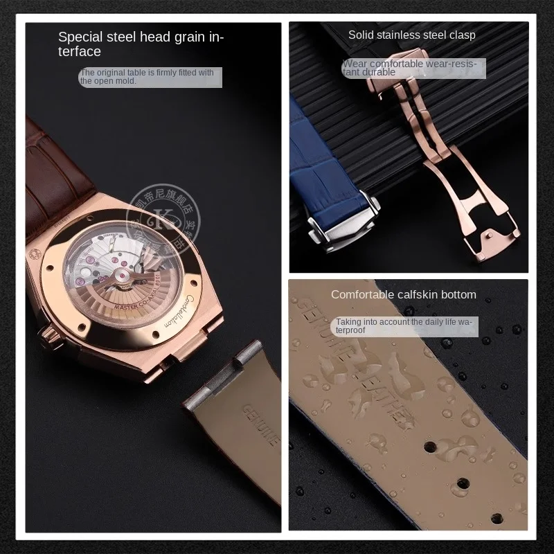 Correa de cuero para Omega Constellation Double Eagle 123,20 interfaz cóncava correa de reloj pulsera para hombres y mujeres 25mm 23mm