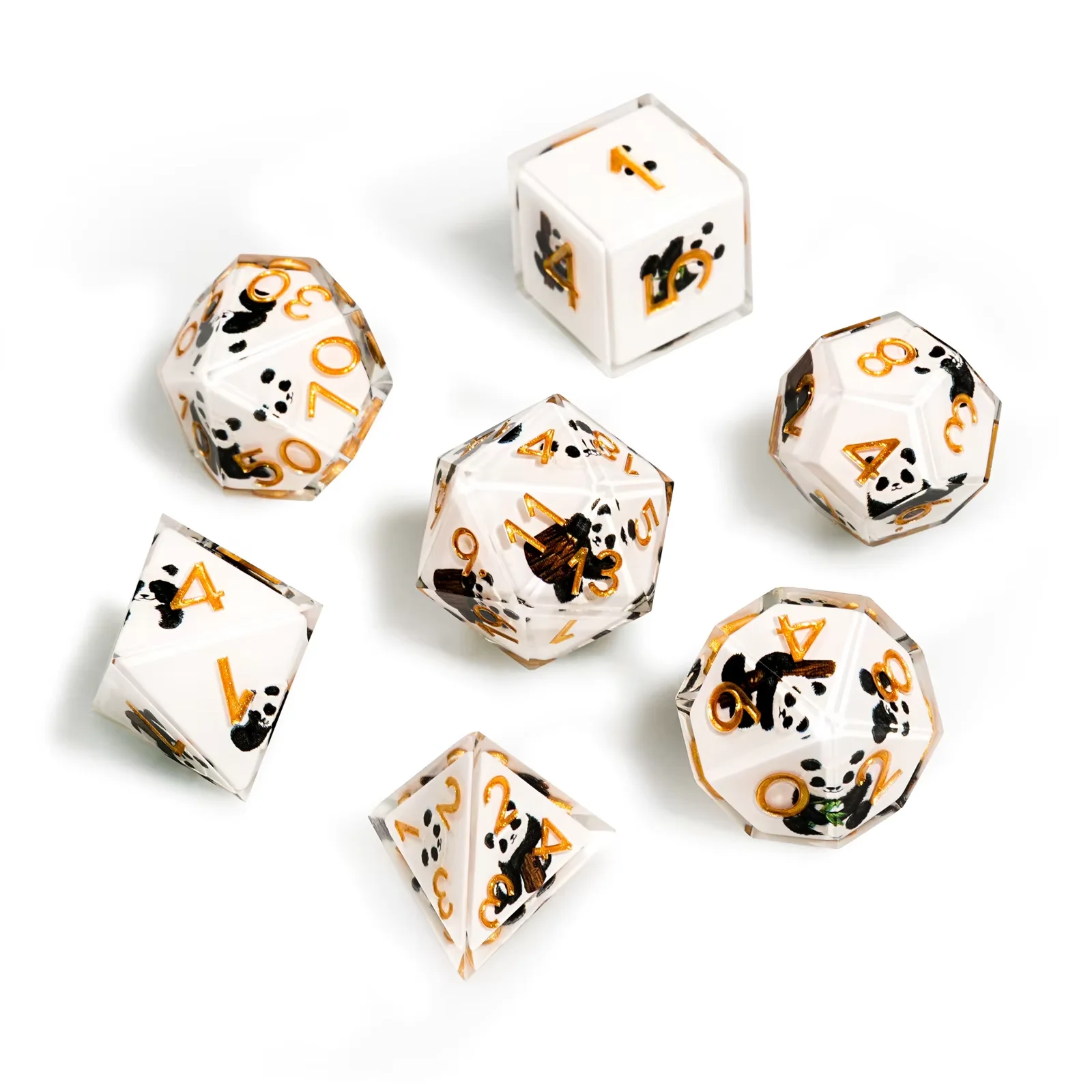 

1-7Pcs Green Panda DND Milk White Solid Resin Dice Set Multi-sided Polyhedral Dice for D&D Game COC Role Playing RPG Table Game
