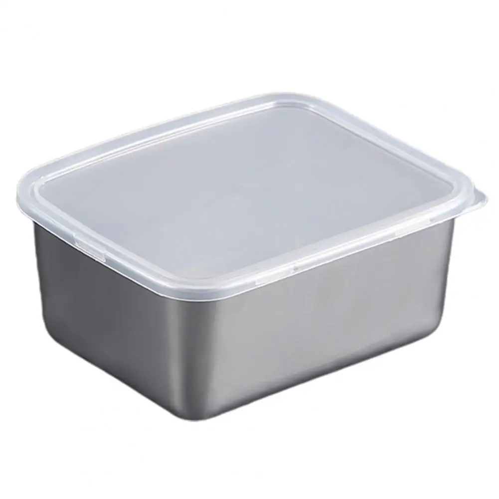 Sealed Food Storage Container Stainless Steel Side Dish with Lid Stable Placement Curved Edge Design Student Bento Box Lunch