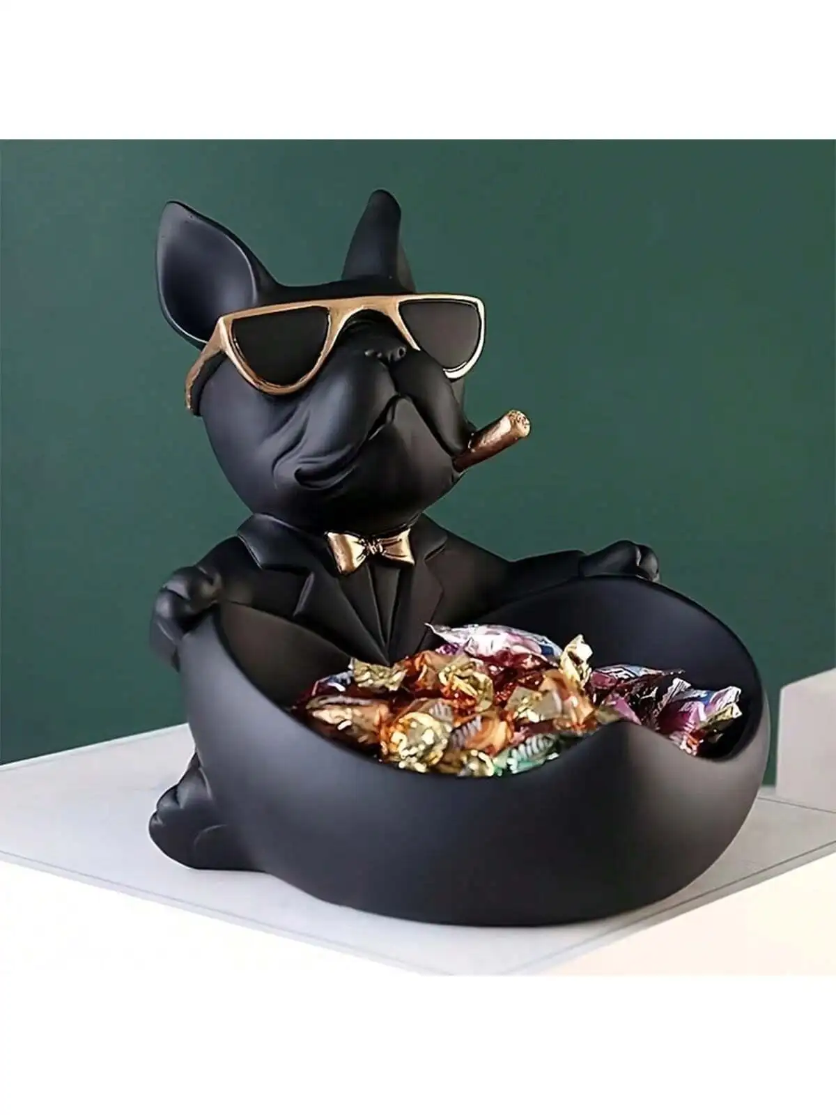 1 piece, fashionable bulldog storage decoration, resin decoration, home entrance key tray, living room dining cabinet decoration